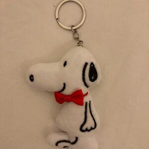 Snoopy Plush Keychain with Red Bow - Dog Plush Accessory